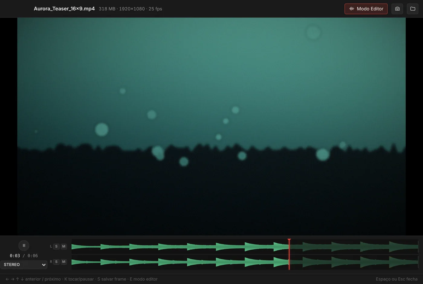 Prévia de vídeo com onda sonora