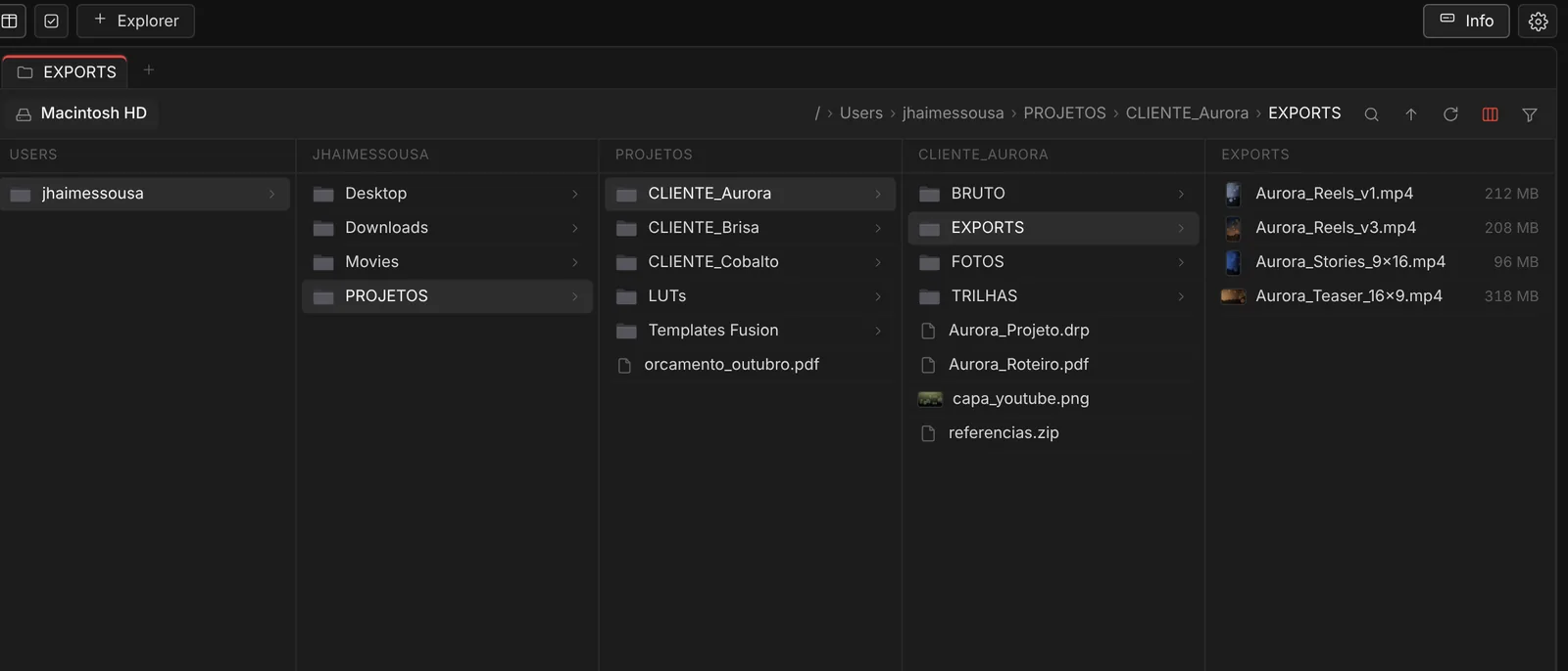 AZExplorer em colunas